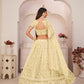 Rajwada Lime Green Net Embroidered Semi Stitched Lehenga For Women