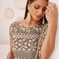 Rajwada Dark Beige Net Embroidered Semi Stitched Lehenga For Women