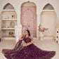 Rajwada Wine Net Embroidered Semi Stitched Lehenga For Women