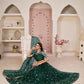 Rajwada Dark Green Net Embroidered Semi Stitched Lehenga For Women