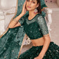 Rajwada Dark Green Net Embroidered Semi Stitched Lehenga For Women