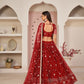 Rajwada Red Net Embroidered Semi Stitched Lehenga For Women