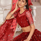 Rajwada Red Net Embroidered Semi Stitched Lehenga For Women