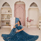 Rajwada Blue Net Embroidered Semi Stitched Lehenga For Women