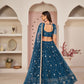 Rajwada Blue Net Embroidered Semi Stitched Lehenga For Women