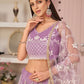 Rajwada Lavender Net Embroidered Semi Stitched Lehenga For Women