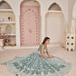 Rajwada Pastel Blue Net Embroidered Semi Stitched Lehenga For Women