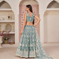 Rajwada Pastel Blue Net Embroidered Semi Stitched Lehenga For Women