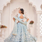 Rajwada Sky Blue Net Embroidered Semi Stitched Lehenga For Women
