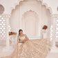 Rajwada Beige Net Embroidered Semi Stitched Lehenga For Women