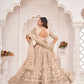 Rajwada Beige Net Embroidered Semi Stitched Lehenga For Women