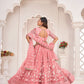 Rajwada Pink Net Embroidered Semi Stitched Lehenga For Women