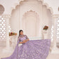 Rajwada Lavender Net Embroidered Semi Stitched Lehenga For Women