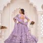 Rajwada Lavender Net Embroidered Semi Stitched Lehenga For Women