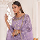 Rajwada Lavender Net Embroidered Semi Stitched Lehenga For Women