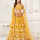 Rajwada Yellow Net Embroidered Semi Stitched Lehenga For Women