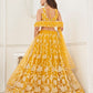 Rajwada Yellow Net Embroidered Semi Stitched Lehenga For Women