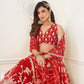 Rajwada Red Net Embroidered Semi Stitched Lehenga For Women