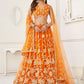 Rajwada Orange Net Embroidered Semi Stitched Lehenga For Women