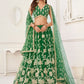 Rajwada Dark Green Net Embroidered Semi Stitched Lehenga For Women