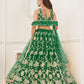 Rajwada Dark Green Net Embroidered Semi Stitched Lehenga For Women