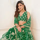 Rajwada Dark Green Net Embroidered Semi Stitched Lehenga For Women