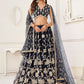 Rajwada Black Net Embroidered Semi Stitched Lehenga For Women