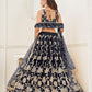 Rajwada Black Net Embroidered Semi Stitched Lehenga For Women