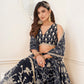 Rajwada Black Net Embroidered Semi Stitched Lehenga For Women