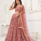 Rajwada Mauve Pink Net Embroidered Semi Stitched Lehenga For Women