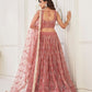 Rajwada Mauve Pink Net Embroidered Semi Stitched Lehenga For Women