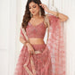 Rajwada Mauve Pink Net Embroidered Semi Stitched Lehenga For Women