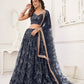 Rajwada Black Net Embroidered Semi Stitched Lehenga For Women