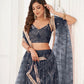 Rajwada Black Net Embroidered Semi Stitched Lehenga For Women