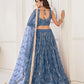 Rajwada Blue Net Embroidered Semi Stitched Lehenga For Women