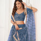 Rajwada Blue Net Embroidered Semi Stitched Lehenga For Women