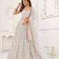 Rajwada Off White Net Embroidered Semi Stitched Lehenga For Women