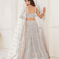 Rajwada Off White Net Embroidered Semi Stitched Lehenga For Women