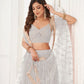 Rajwada Off White Net Embroidered Semi Stitched Lehenga For Women