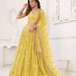 Rajwada Yellow Net Embroidered Semi Stitched Lehenga For Women
