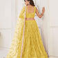 Rajwada Yellow Net Embroidered Semi Stitched Lehenga For Women