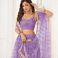 Rajwada Lavender Net Embroidered Semi Stitched Lehenga For Women