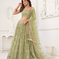 Rajwada Pista Net Embroidered Semi Stitched Lehenga For Women