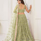Rajwada Pista Net Embroidered Semi Stitched Lehenga For Women