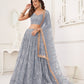 Rajwada Grey Net Embroidered Semi Stitched Lehenga For Women