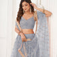Rajwada Grey Net Embroidered Semi Stitched Lehenga For Women