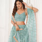 Rajwada Sky Blue Net Embroidered Semi Stitched Lehenga For Women