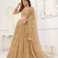 Rajwada Beige Net Embroidered Semi Stitched Lehenga For Women