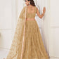 Rajwada Beige Net Embroidered Semi Stitched Lehenga For Women