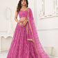 Rajwada Pink Net Embroidered Semi Stitched Lehenga For Women